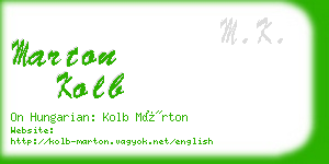 marton kolb business card